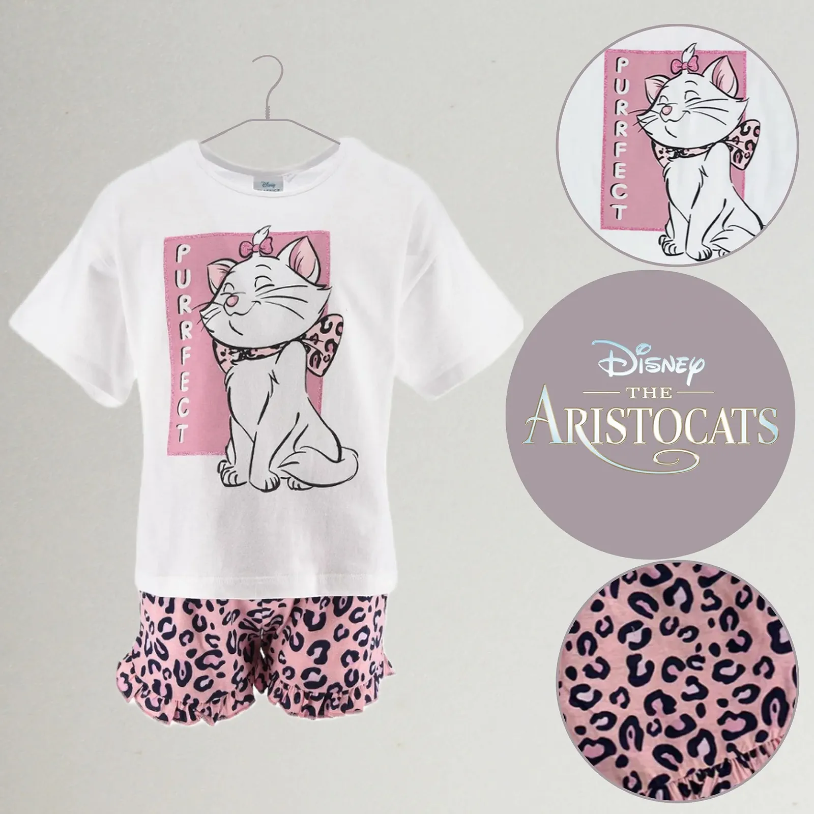 Піжама для дівчинки Disney Aristocats Комплект футболка та шорти 2 шт. М'яка бавовна, фото №2 Піжама для дівчинки Disney Aristocats Комплект футболка та шорти 2 шт. М'яка бавовна, фото №2
