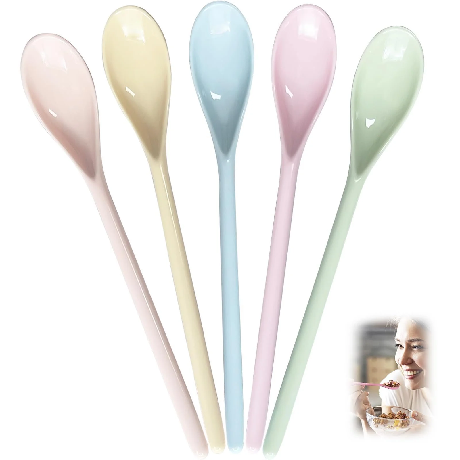 Ложка пластиковая luckaide разноцветная, 5 шт, фото №6