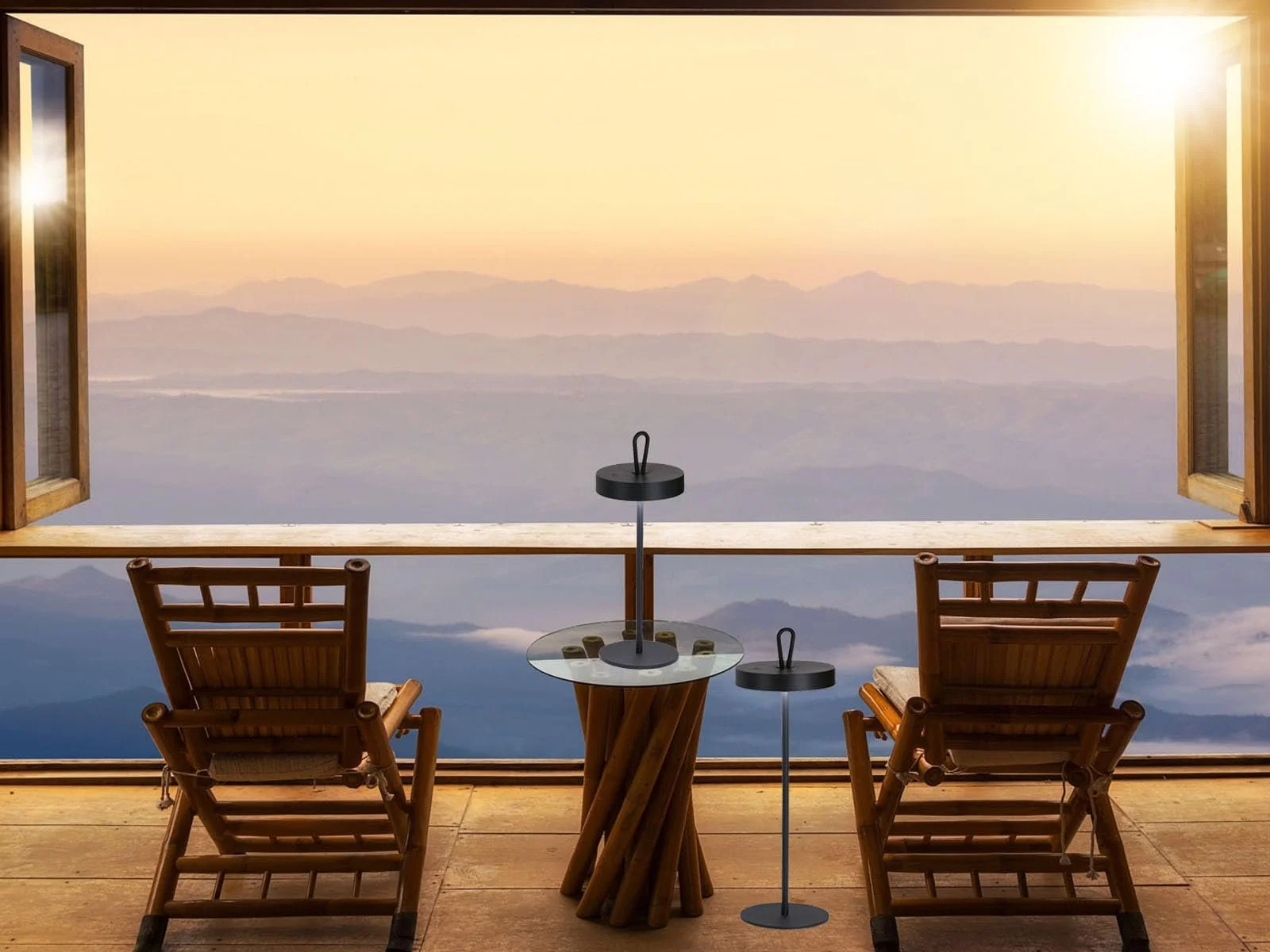 Настільна лампа meineWunschleuchte набір з 2 шт. бездротова вулична димована регульована висота 21-46 см, фото №7