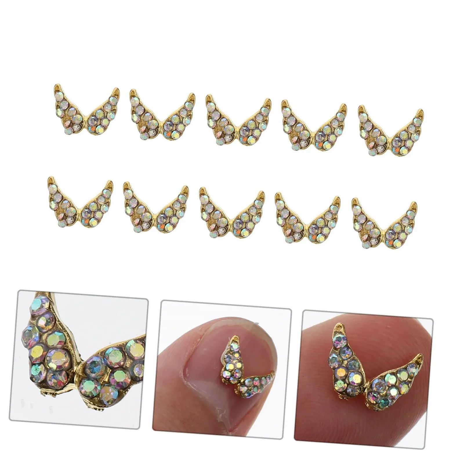 Стразы для ногтей 3D FOMIYES 20 шт Крылья Сердце Блестящие наклейки для ногтей Самодельные украшения для ногтей Самоклеящиеся для ногтей на пальцах и тела, фото №5