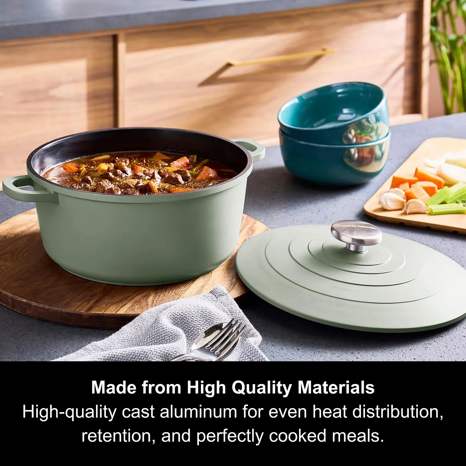 Каструля Morphy Richards 851251 24 см Алюмінієва з антипригарним покриттям Зелена, фото №3 Каструля Morphy Richards 851251 24 см Алюмінієва з антипригарним покриттям Зелена, фото №3