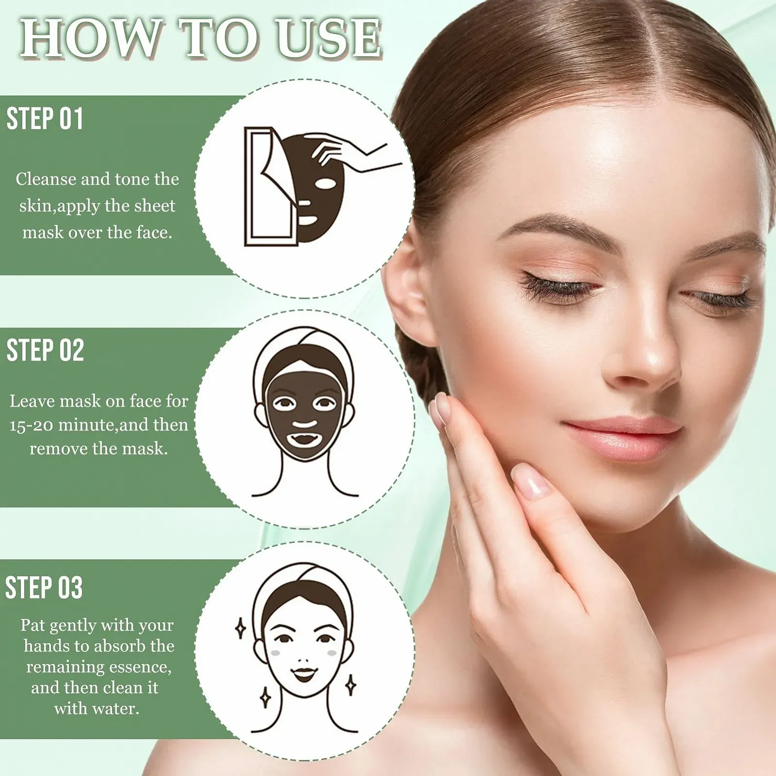 Тканинна маска для обличчя з гіалуроновою кислотою та вітаміном C, фруктовим екстрактом, набір з 7 штук, фото №6