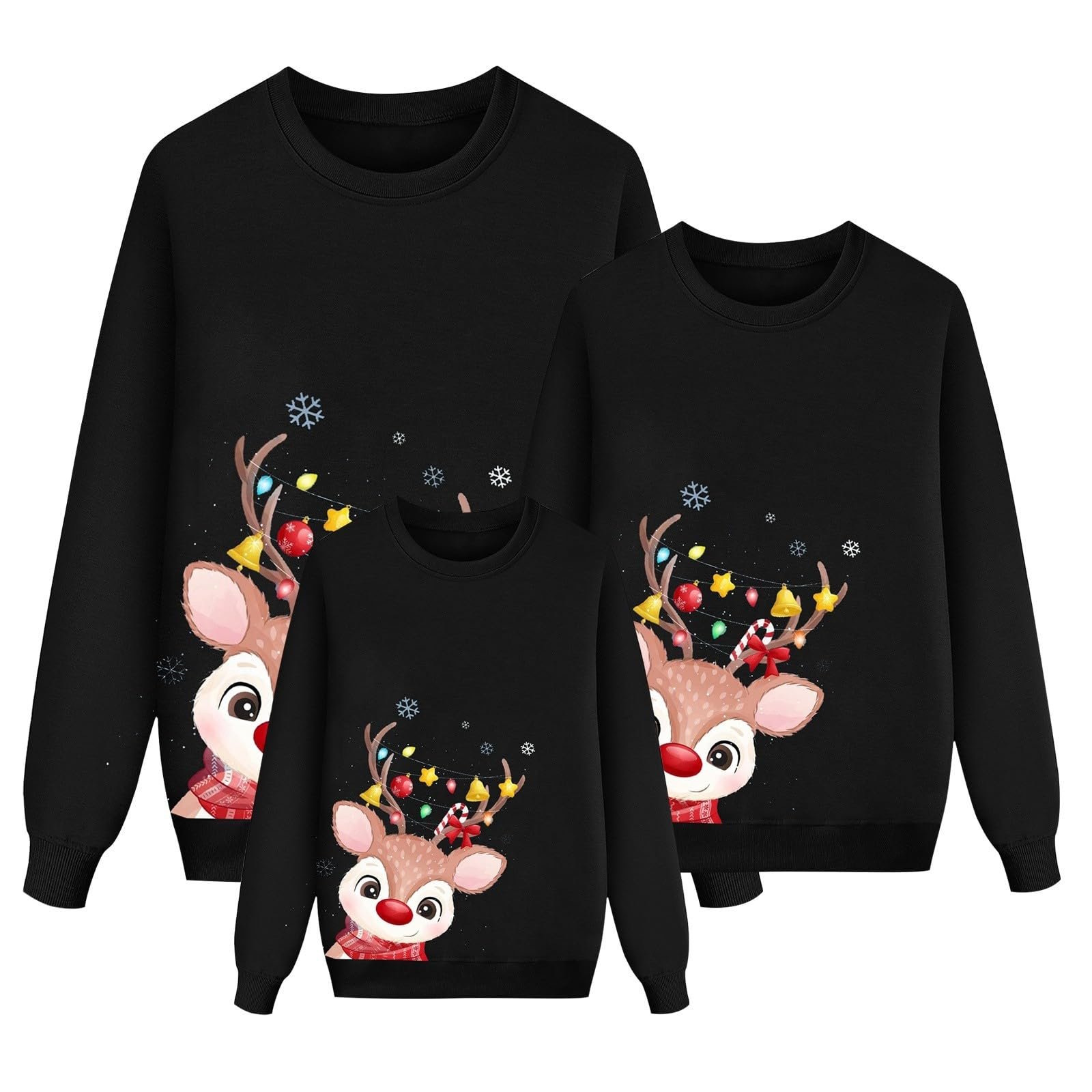 Рождественский свитшот Семейный 2024 Merry Christmas Свитер Длинный рукав Повседневный Reindeer, фото №1