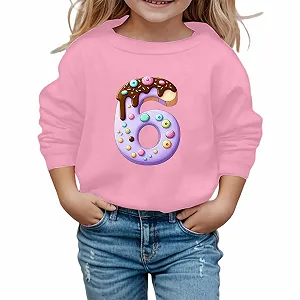 Девочки Толстовка с длинными рукавами с игривым принтом, круглым вырезом, мягкая худи, пуловер для повседневного отдыха, школы, удобная детская одежда - Фото 1