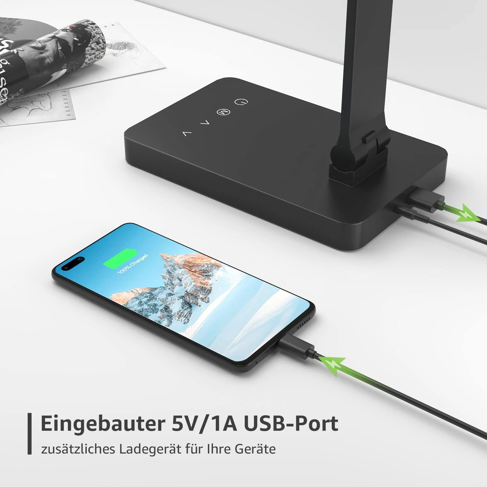 Настільна світлодіодна лампа Lepro 15 Вт 655 лм з 3 колірними режимами та 5 рівнями яскравості Чорна, фото №2