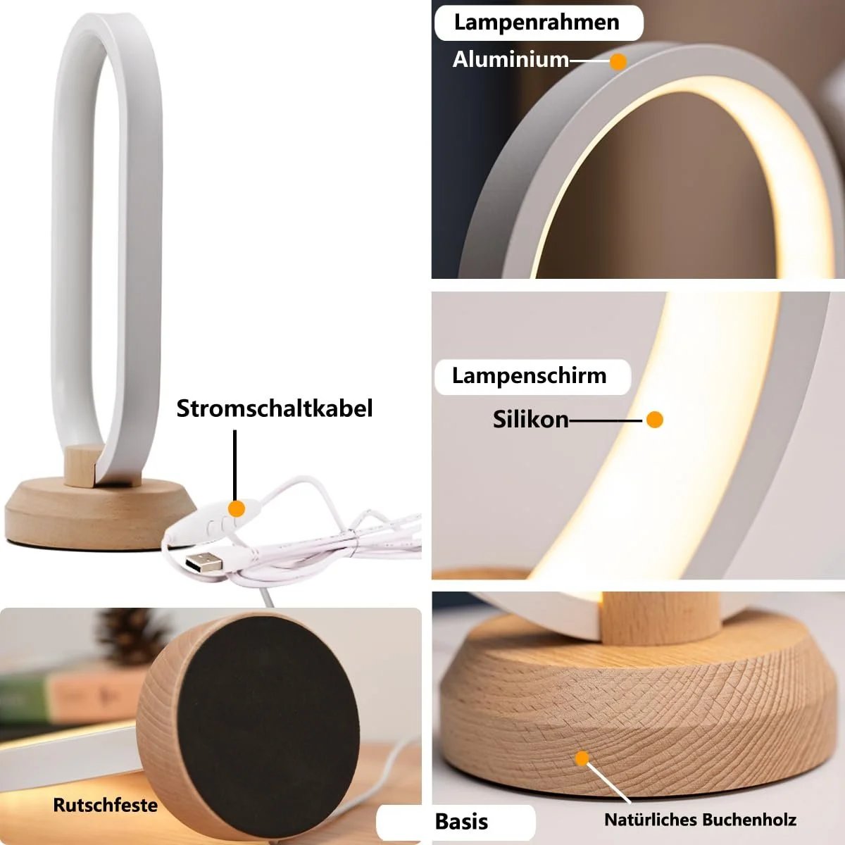 Настільна лампа Modern LED Oval 3000 K - 6000 K Dimmable White, фото №4