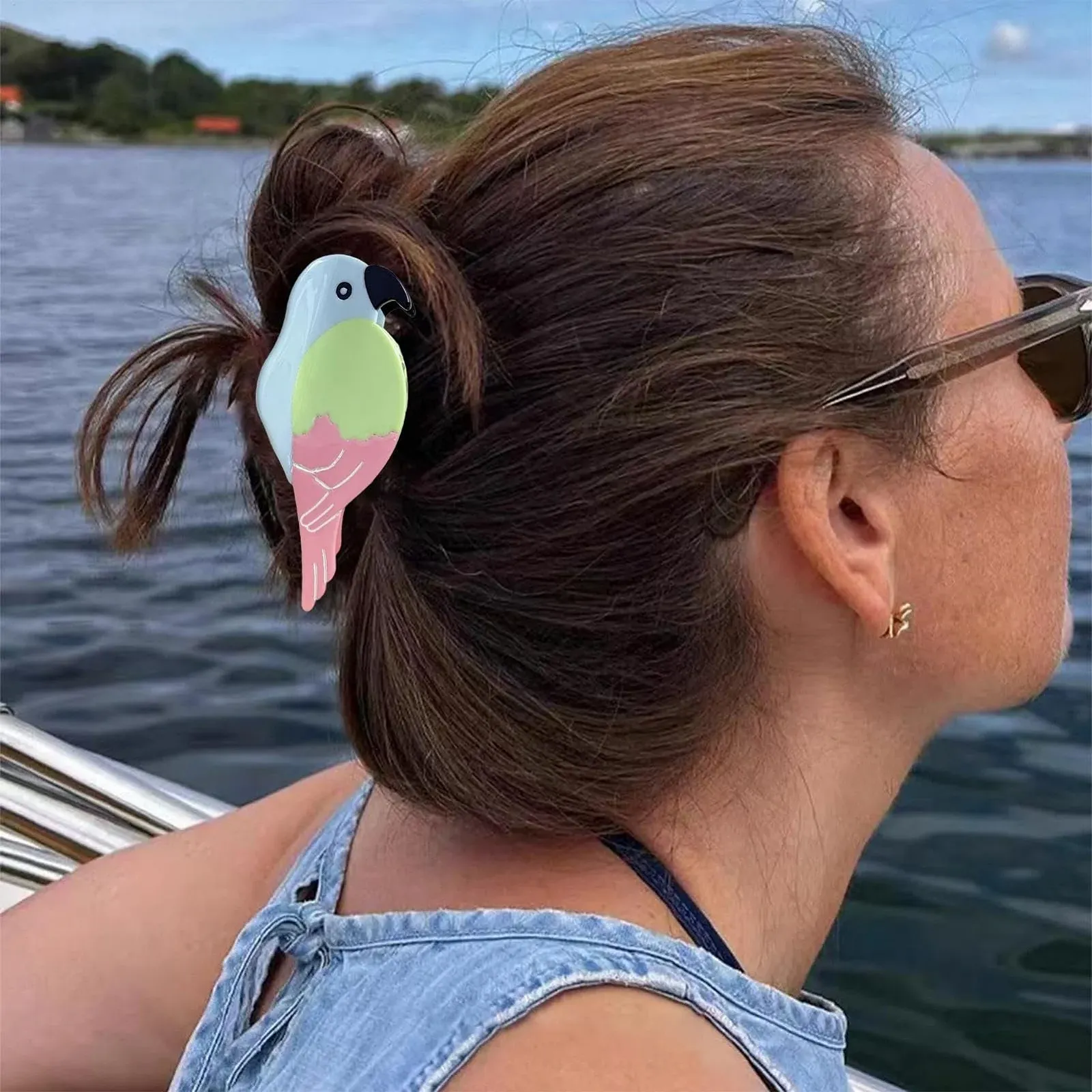 Заколка для волос Папугай Euyehn, в форме птицы из ацетата - Милые аксессуары для волос для девочек, прочный зажим для взрослых женщин всех возрастов, фото №2