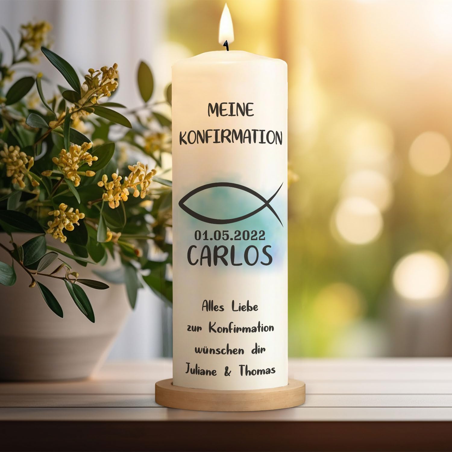 Свеча GRAVURZEILE Confirmation Fish Столб 250/80 мм Синий, фото №4 Свеча GRAVURZEILE Confirmation Fish Столб 250/80 мм Синий, фото №4