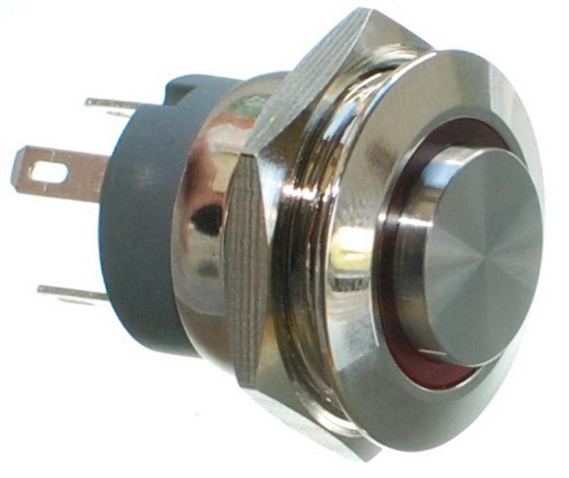 Кнопка антивандальна VJ Parts d22mm стрижка 19mm h20mm 4 контакт індикація, фото №1