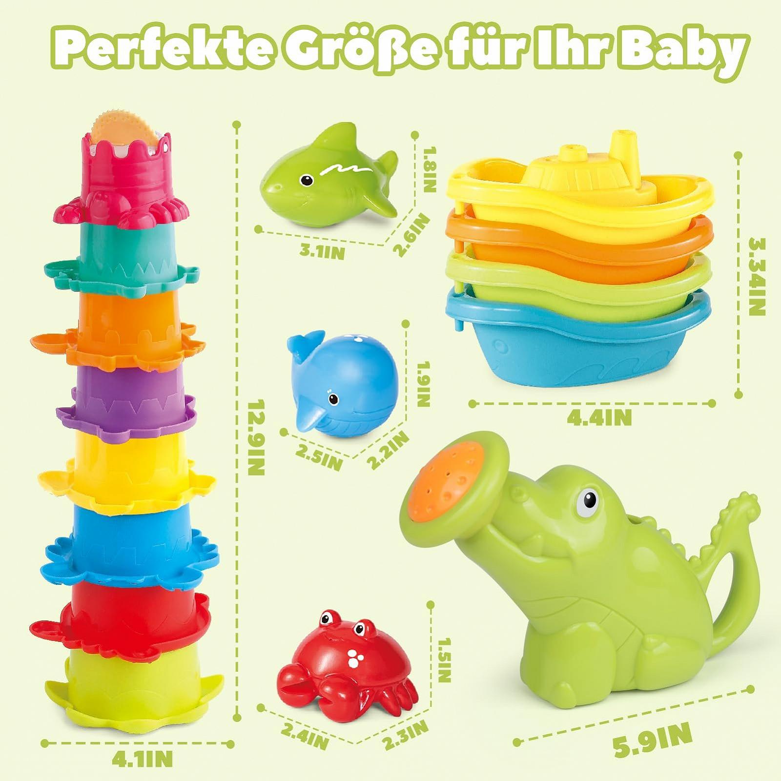 Набір іграшок для ванни 16 предметів Лійка, Стаканчики, Човники, фото №9