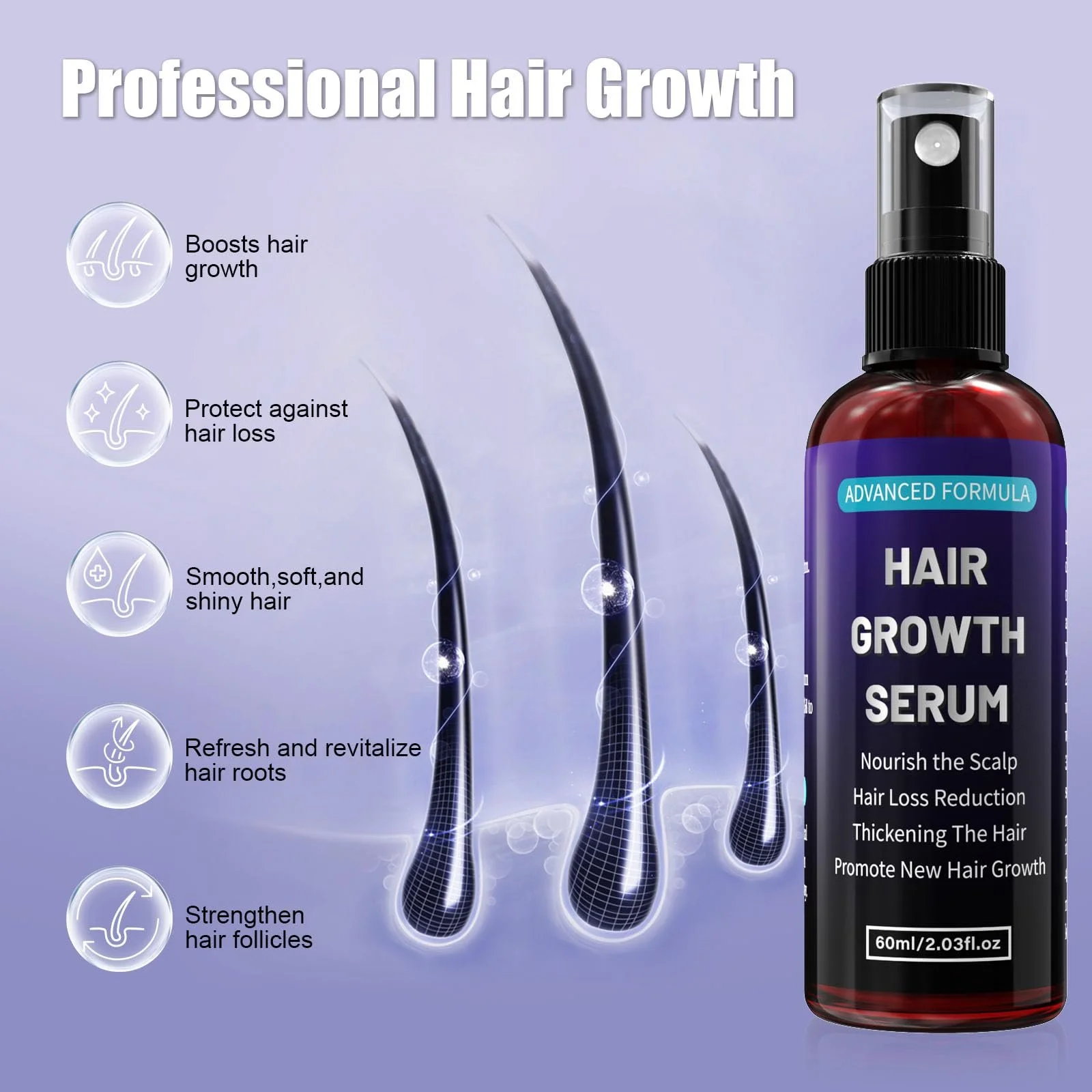 Сироватка-спрей для росту волосся з 5% активним інгредієнтом для чоловіків/жінок, фото №4