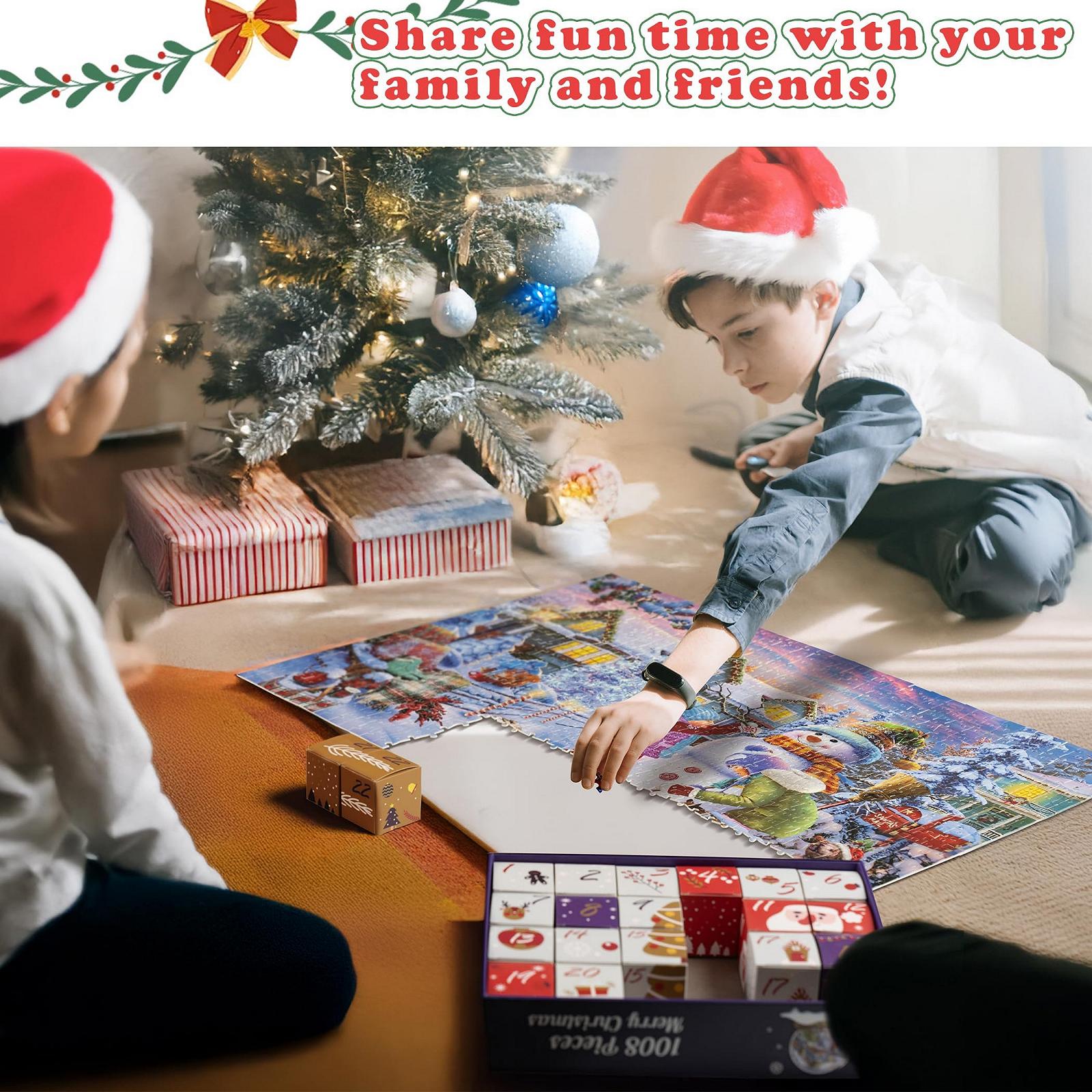 Адвент-календар Tektalk Countdown to Christmas 2024 Snowman Stacking 1008 елементів 70 x 50 см, фото №5