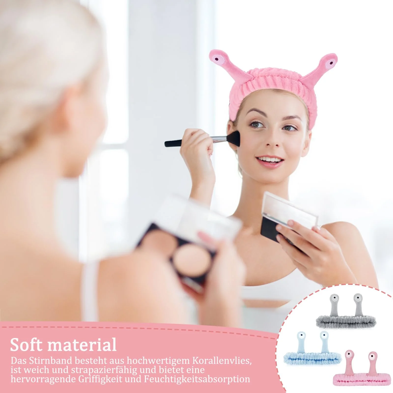 Пов'язка на голову для вмивання обличчя, Набір з 3 шт, фото №5 Пов'язка на голову для вмивання обличчя, Набір з 3 шт, фото №5