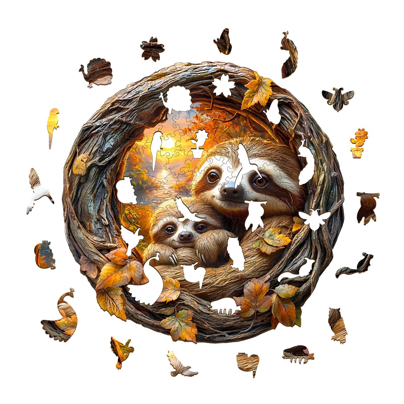 Дерев'яний пазл SECOGM Parents Child Sloth 100 деталей 21,5 x 21,5 см, фото №3 Дерев'яний пазл SECOGM Parents Child Sloth 100 деталей 21,5 x 21,5 см, фото №3