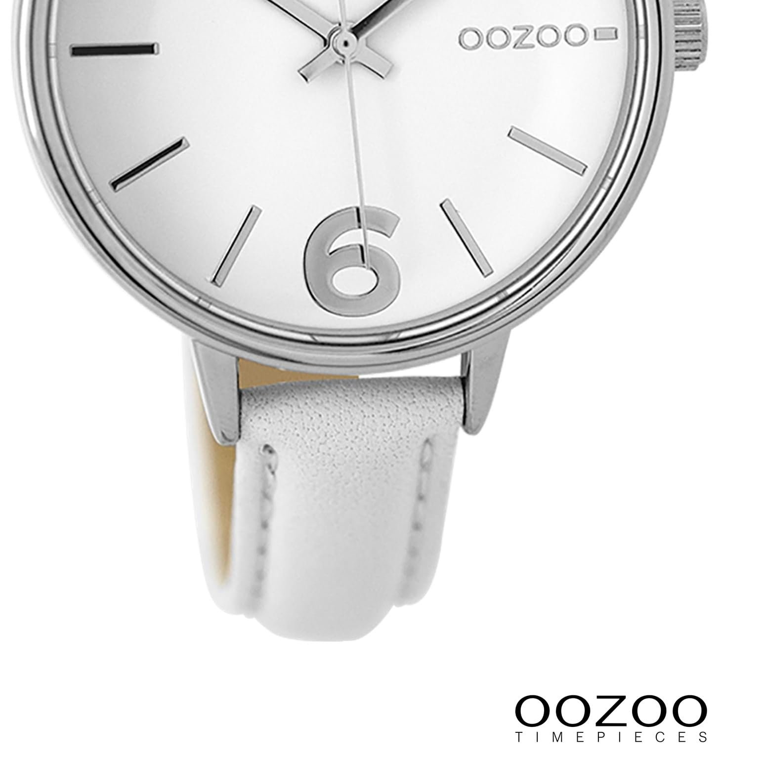 Женские часы Oozoo C9480 Кожаный ремешок 38 мм Белый, Белый/Белый, фото №3