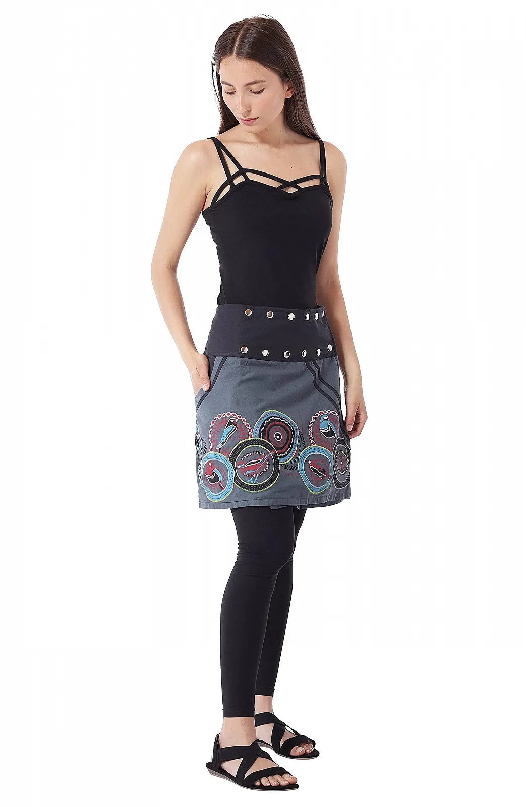 Спідниця PUREWONDER SK110 Жіноча на запах Бавовняна з кишенею, фото №3