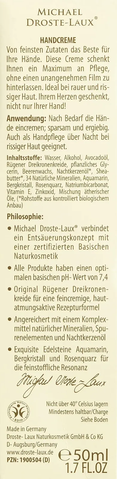 Крем для рук Michael Droste-Laux Natural Cosmetics Alkaline 50 мл, фото №3 Крем для рук Michael Droste-Laux Natural Cosmetics Alkaline 50 мл, фото №3