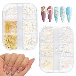 Украшения для ногтей Бисера Микро Икра для ногтей, Золотая Серебряная Мини Икра Стразы, Жемчуг Микро Бисер Украшение для ногтей Блестящие Камни Самоклеящиеся - Фото 1