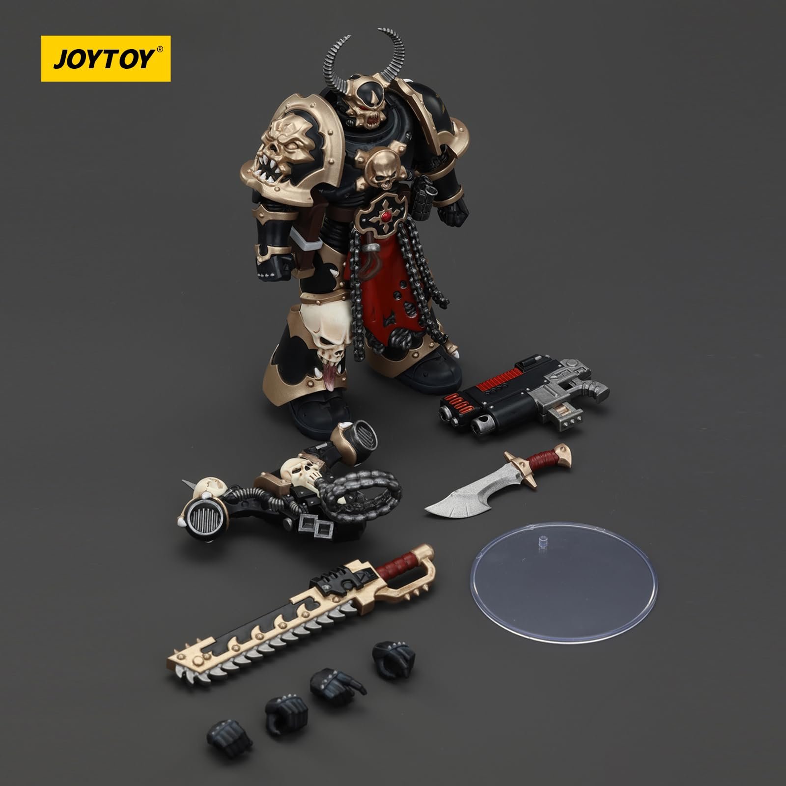 Фигурка JOYTOY Warhammer 40k Космические Десантники Хаоса Черный Легион Избранный с комби-мелтой и цепным мечом 1/18, фото №9