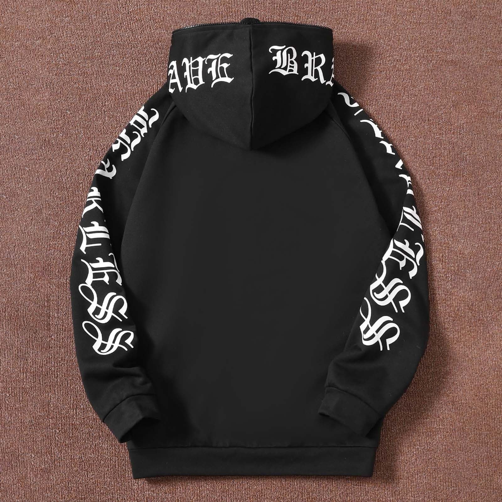 Толстовка Generisch для мальчиков-подростков 13-16 лет, флисовая куртка на молнии с буквенным принтом, повседневная верхняя одежда для школы и повседневной жизни, фото №2