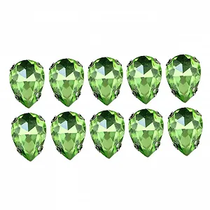 Стразы Стеклянные VILLCASE 50 шт. Каплевидная Форма Светло-зеленый 18 X 25 мм - Фото 1