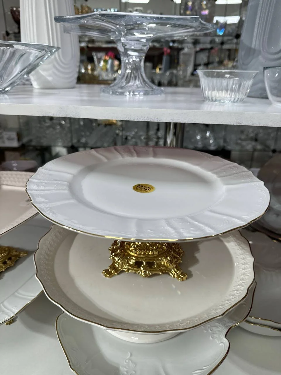 Блюдо на золотой ножке Bernadotte 30х30 см, фото №1