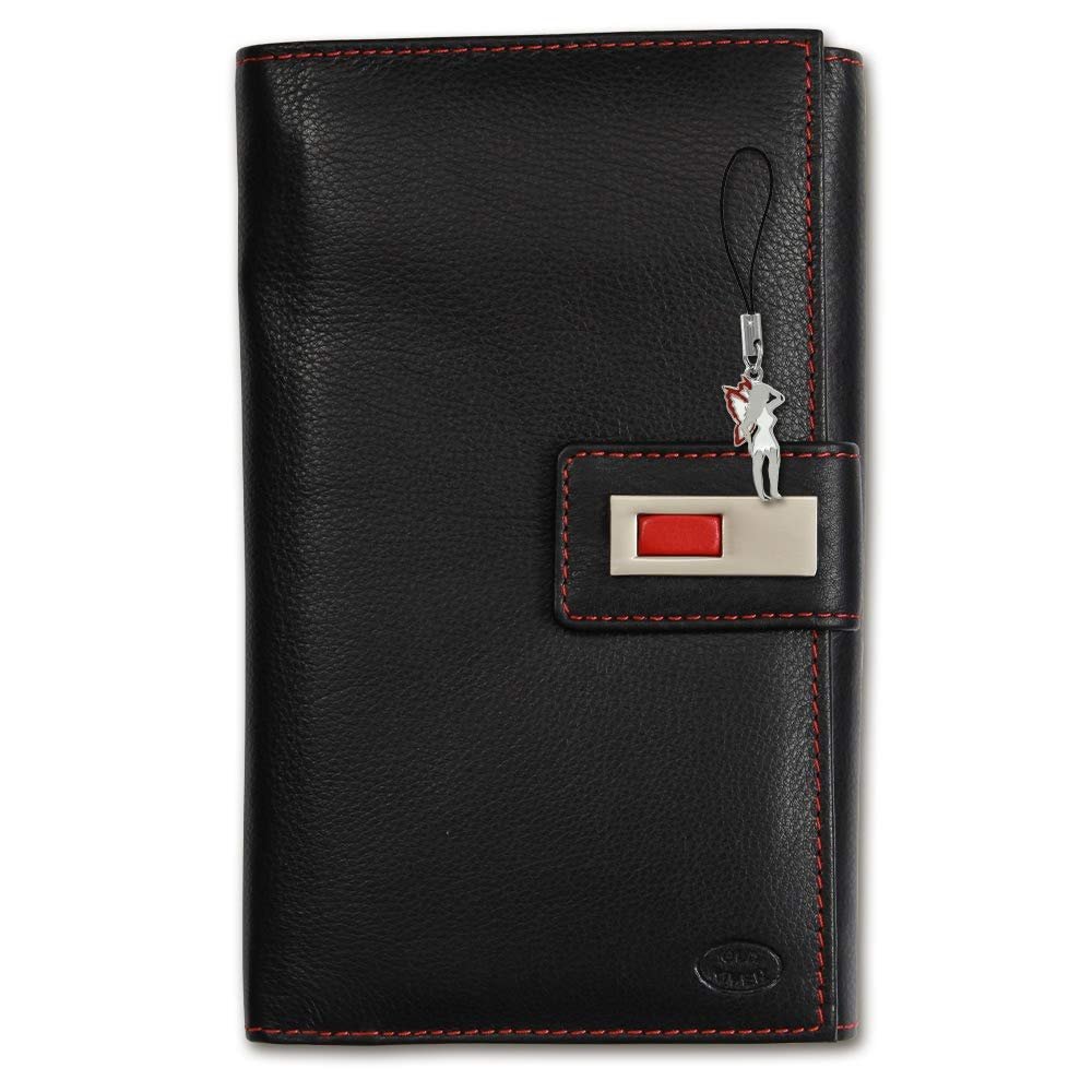 Кошелек кожаный унисекс Old River OPD715S Черный Красный 11 x 3 x 17 см, M, фото №1