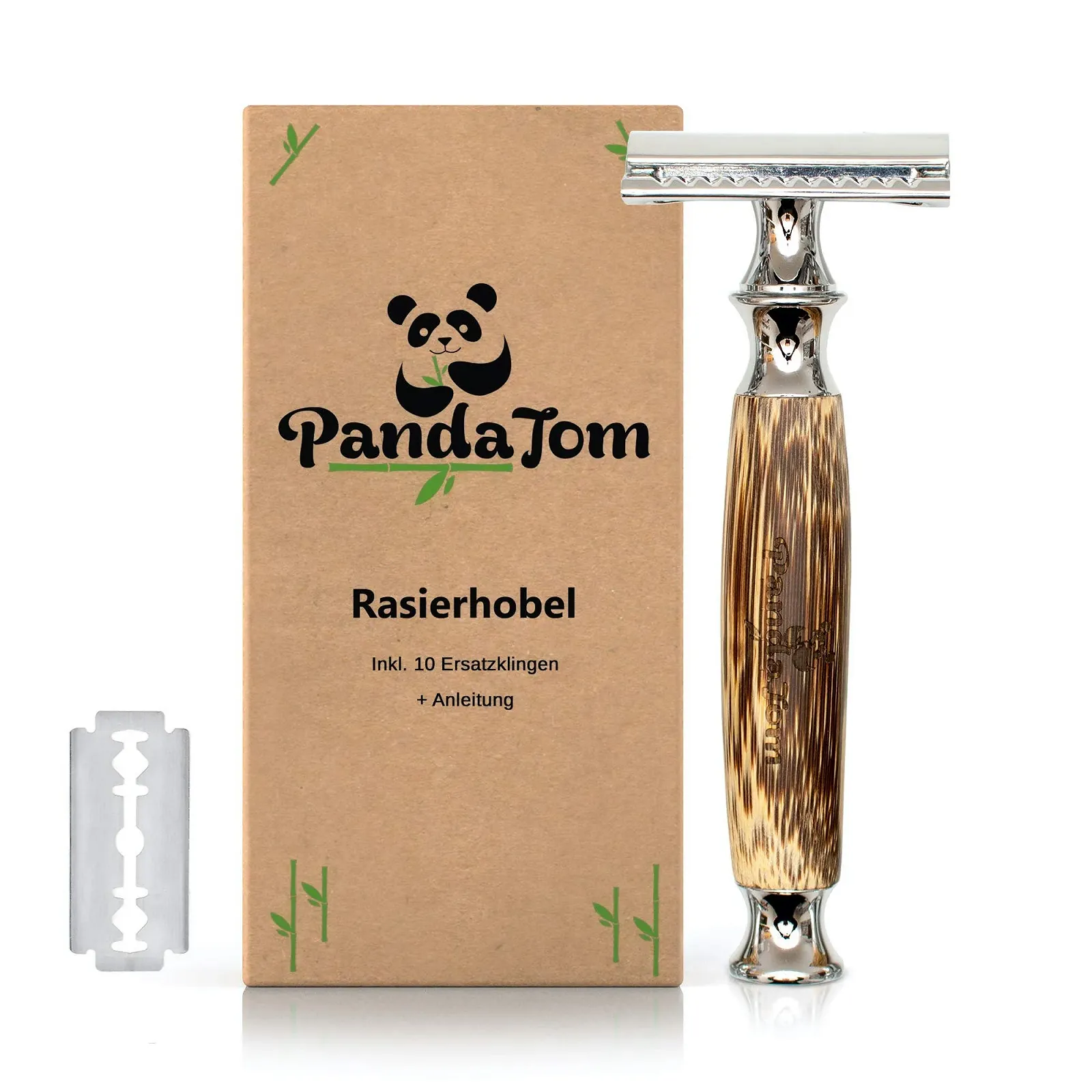 Бритва безопасная PandaToms Bamboo Handle 10 лезвий, фото №1 Бритва безопасная PandaToms Bamboo Handle 10 лезвий, фото №1