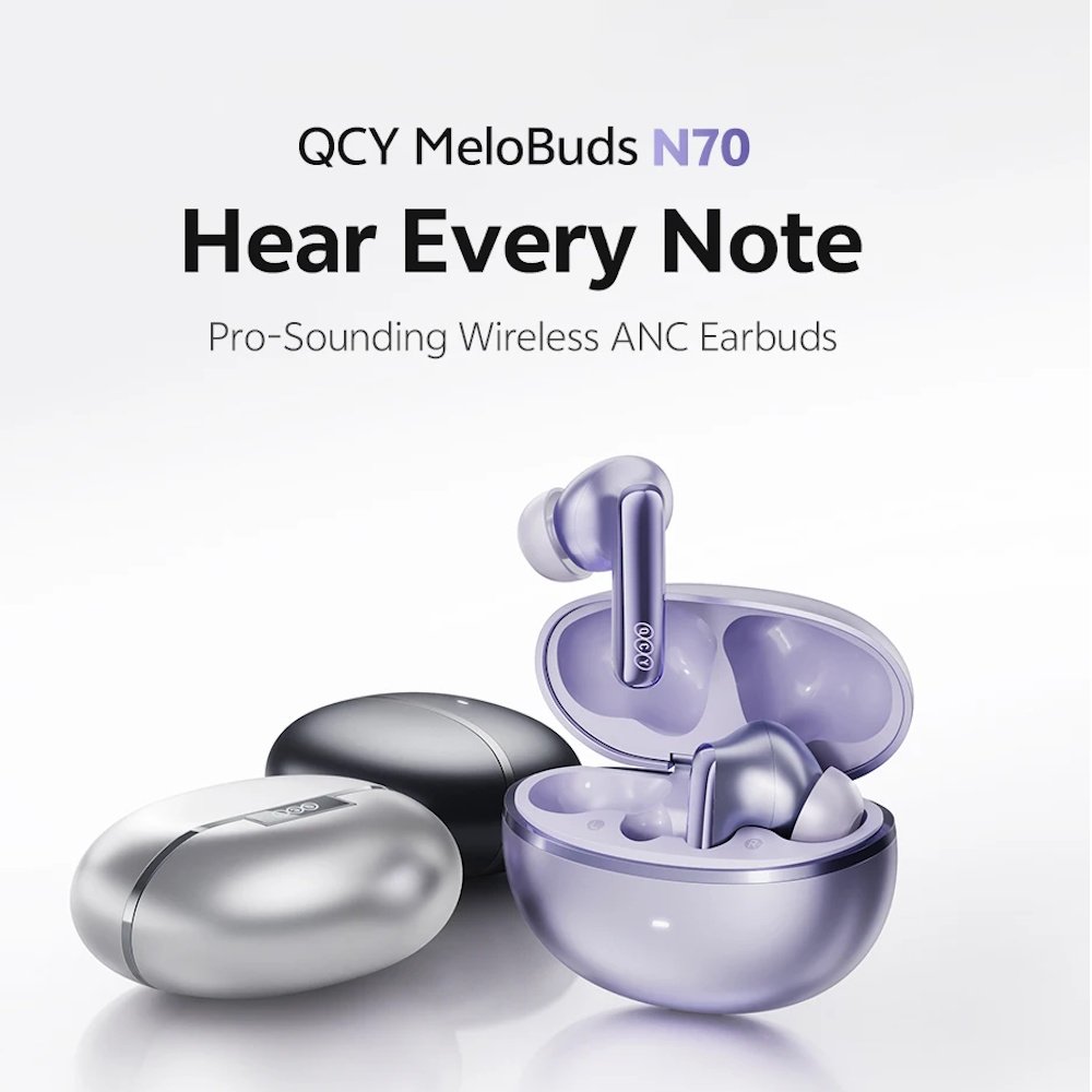 Навушники QCY MeloBuds N70 Hi-Res LDAC PureSilenz ANC MEMS BT6.0 Black, фото №3