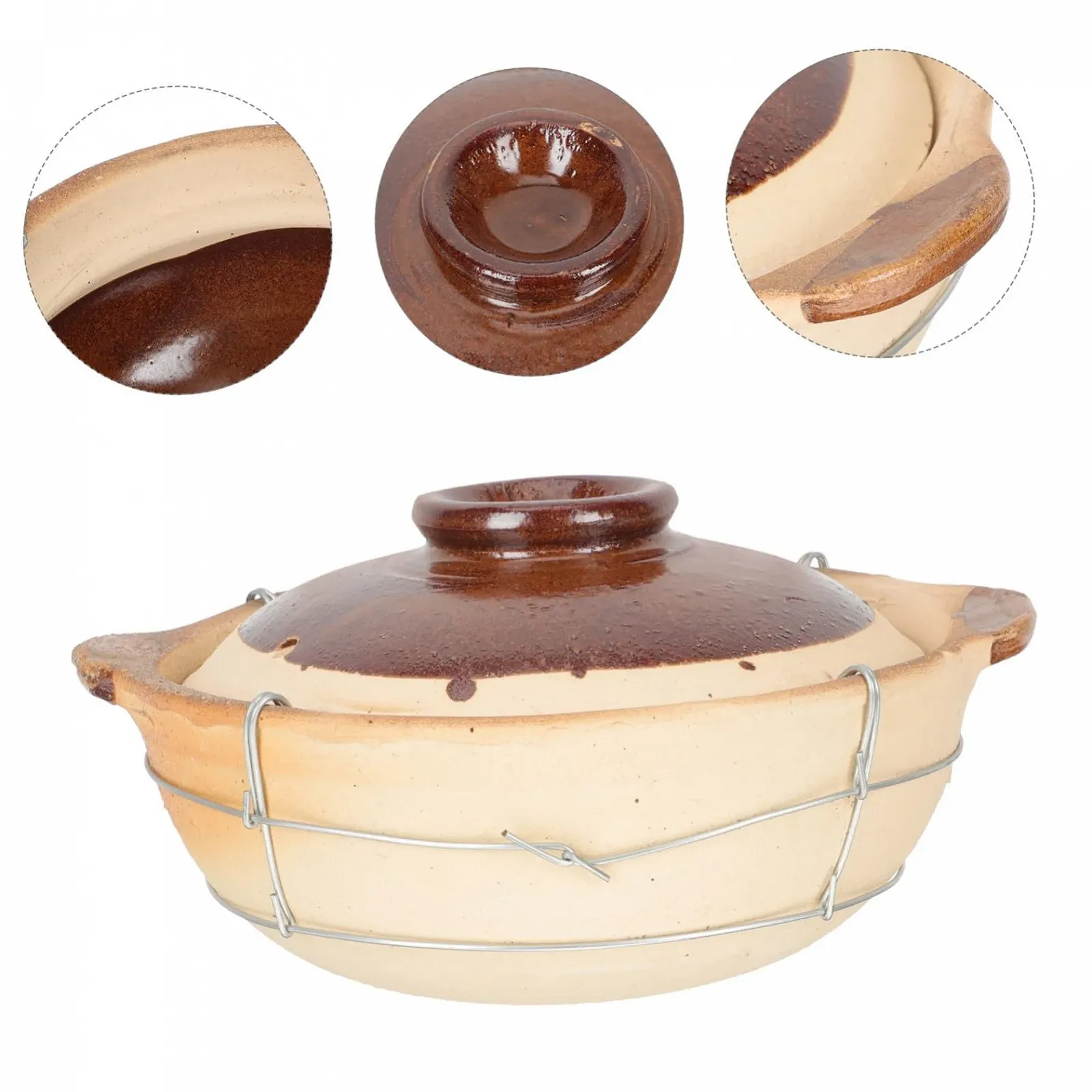 Горшок глиняный керамический с ручкой жаростойкий для тушения и риса, фото №9