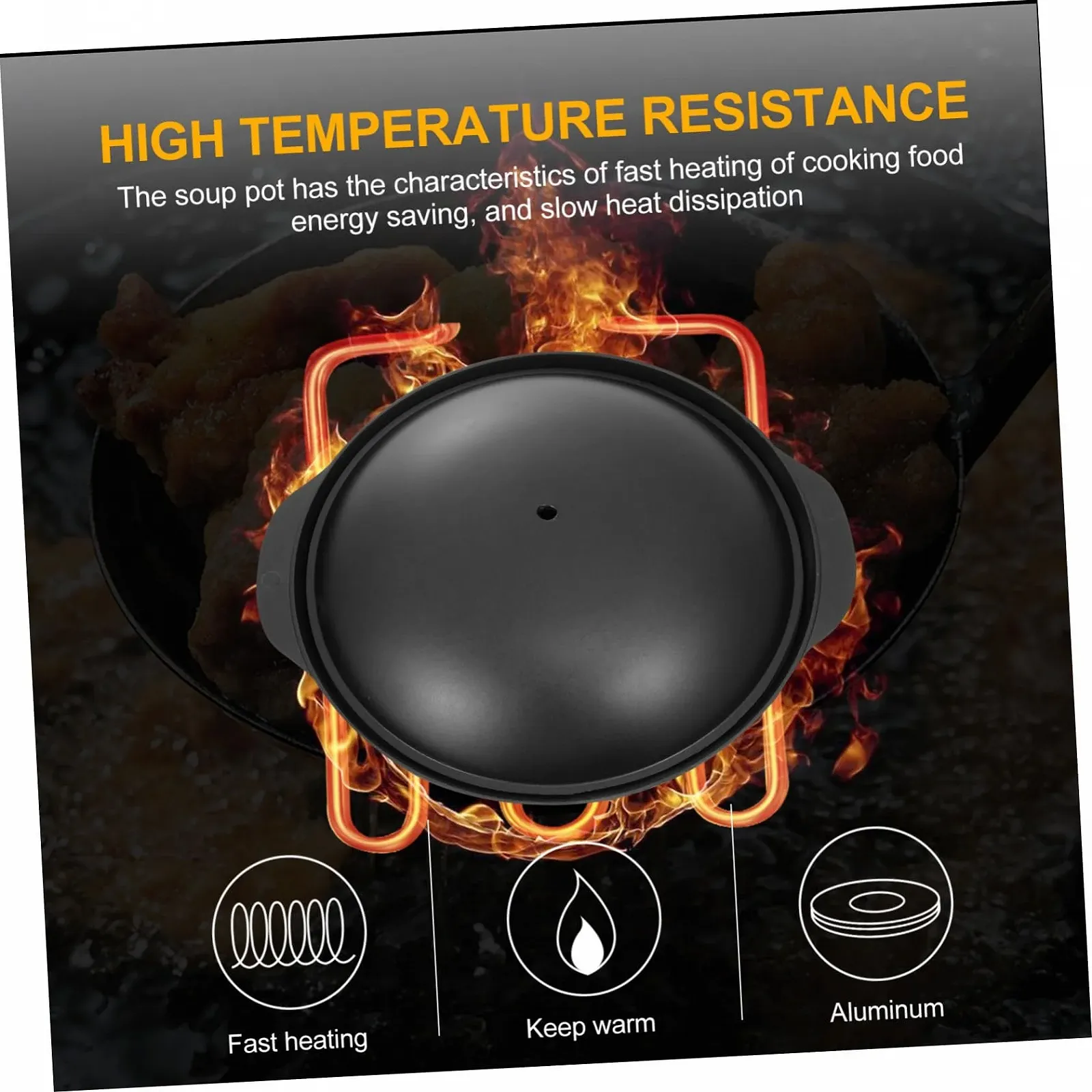 Каструля алюмінієва чорна жаростійка з кришкою антипригарна для рису та тушкування, фото №6