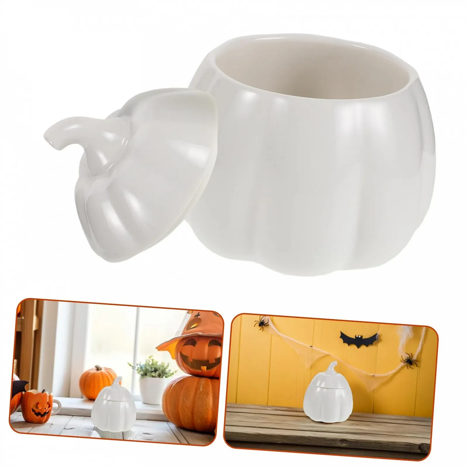 Гусятниця Dutch Oven з кришкою керамічна у формі гарбуза White, фото №9