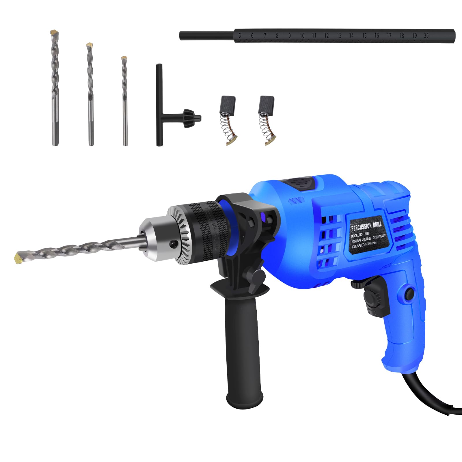 Перфорат Hammer 850 W 2 в 1 3000 RPM с вращающейся ручкой и переключателем скоростей для дерева, металла, пластика, фото №1