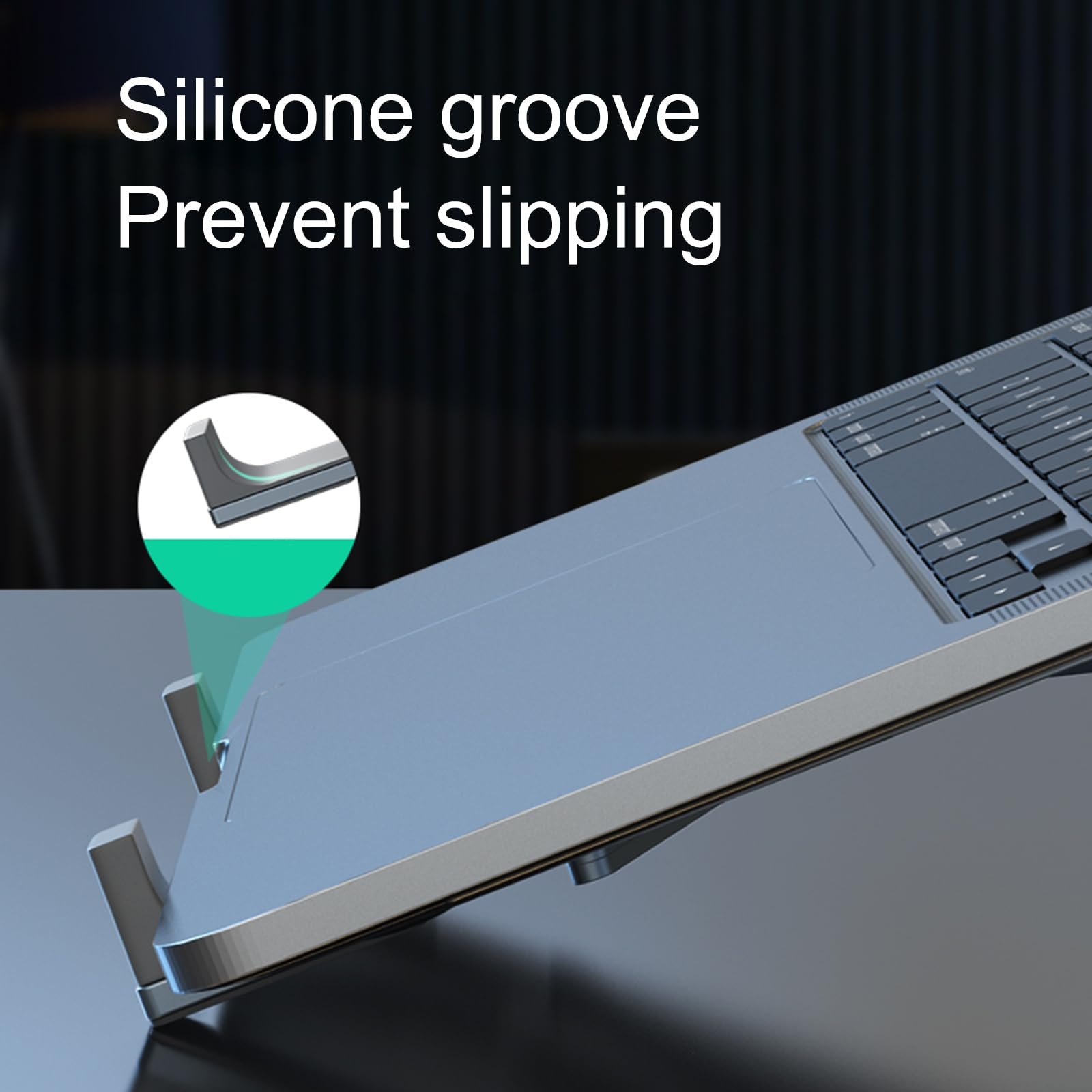 Регульована підставка для ноутбука 10-17,3 дюймів, алюмінієва з 5 кутами нахилу, регульована підставка для планшета, фото №6