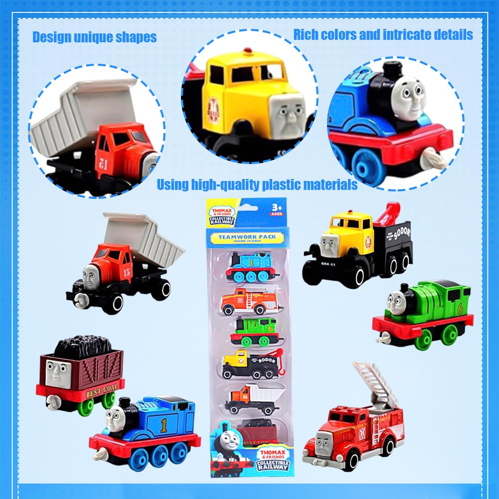 Іграшковий набір HYMBCFW Thomaas Car Toy 6 шт. Mini Die Cast Pull Back, фото №3