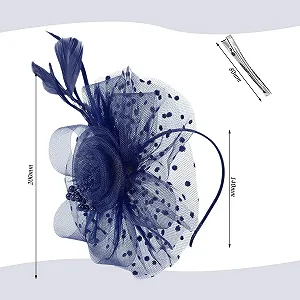 Жіночий обруч Перо Сітка Ретро Темно-синій synthetic.ua - Фото 1