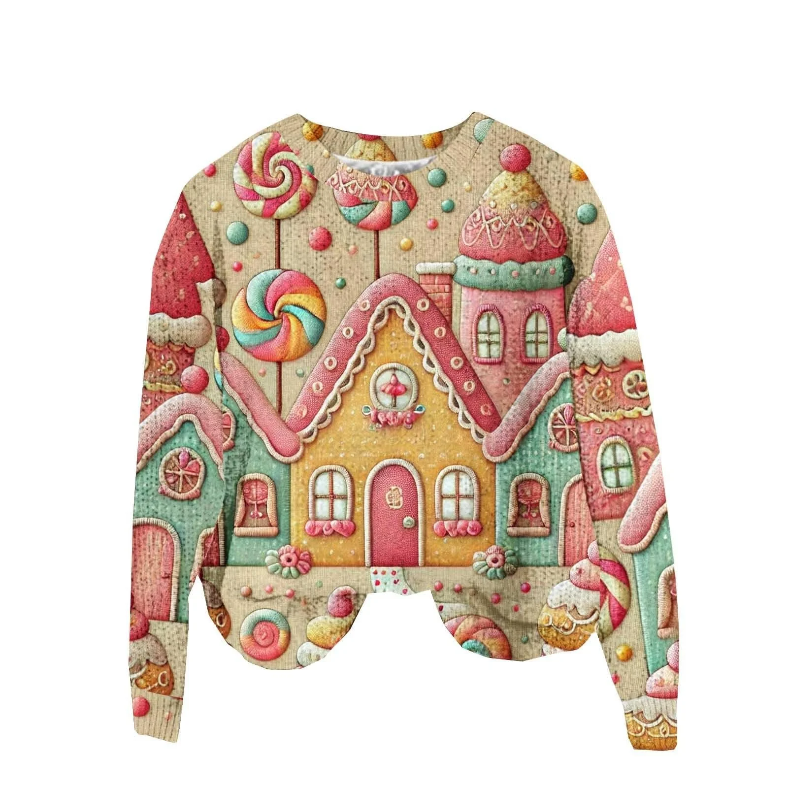 Женская Толстовка Generico Рождественский Свитшот Свободный Свитшот Рождественский Свитшот Без Капюшона Элегантный С Рождественским Принтом, фото №6