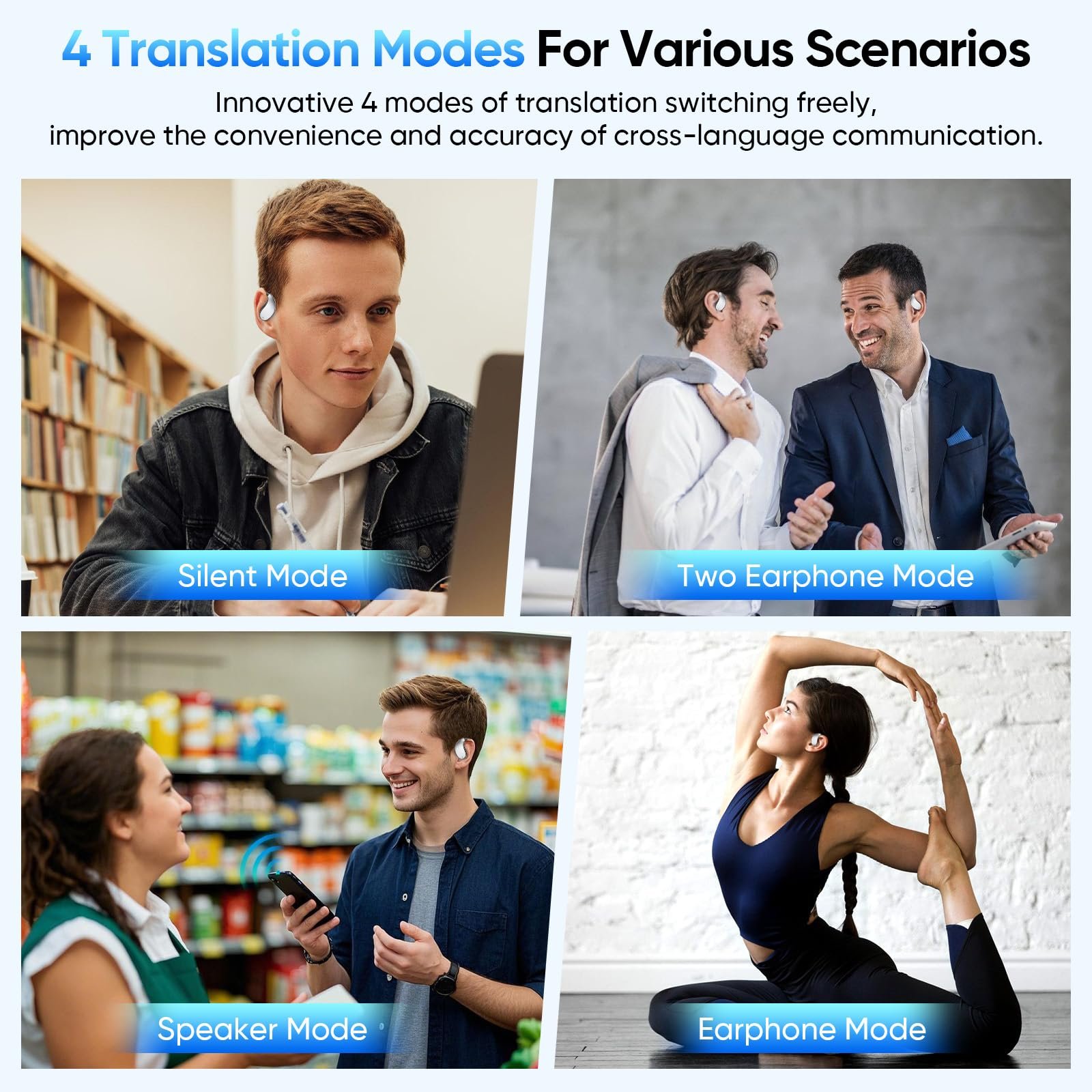 Наушники-переводчики AI 3-в-1, 150 языков AI, фото №5 Наушники-переводчики AI 3-в-1, 150 языков AI, фото №5