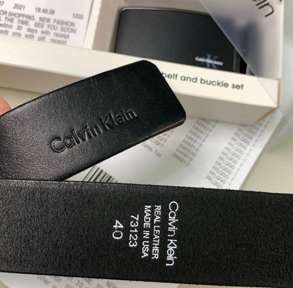 Мужской кожаный ремень с двумя пряжками автомат Calvin Klein из натуральной кожи в подарочной упаковке, фото №6 Мужской кожаный ремень с двумя пряжками автомат Calvin Klein из натуральной кожи в подарочной упаковке, фото №6