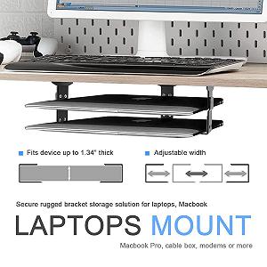 Подставка для ноутбука JEMACHE Aluminium 2-Layer Underdesk Bracket Shelf Holder Silver synthetic.ua - Фото 1