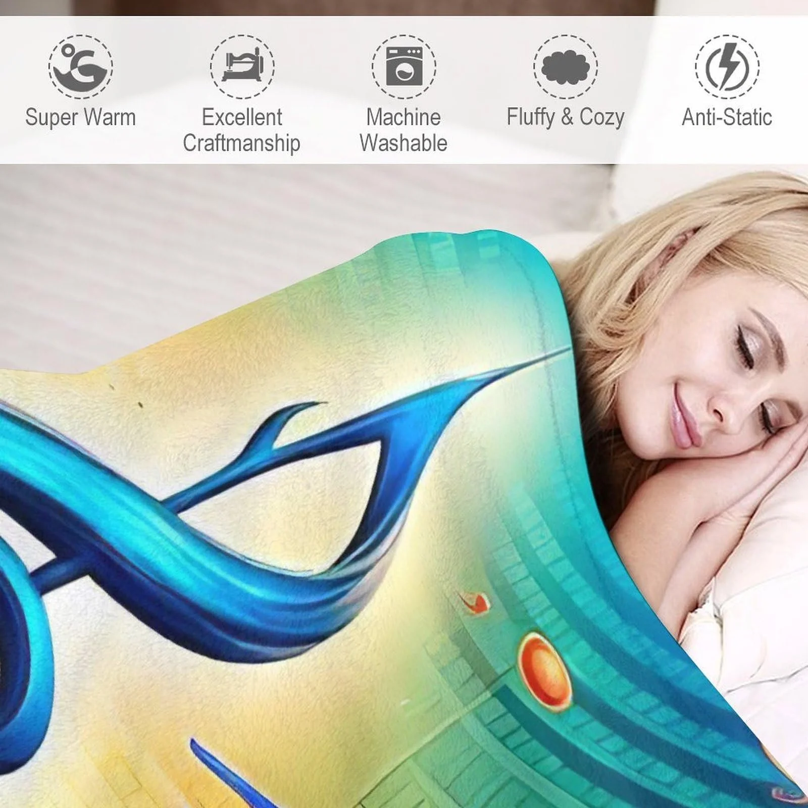 Покривало Флісова М'яка Тепла Музичні Ноти 100 x 130 см, фото №3