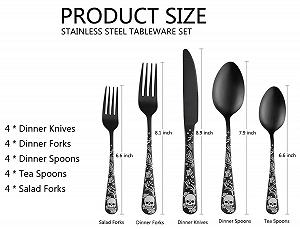 Набор столовых приборов XIAOYU Gothic с черепами, черный synthetic.ua - Фото 1