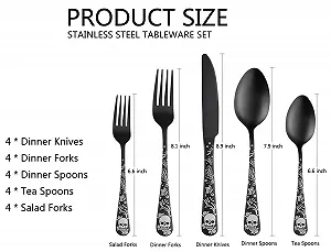 Набір столових приборів XIAOYU Gothic з черепами, чорний synthetic.ua - Фото 1