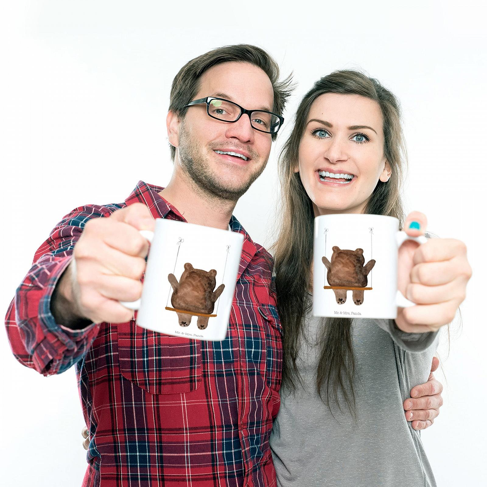 Детская чашка Mr. & Mrs. Panda Медведь на качелях, пластиковая, фото №5