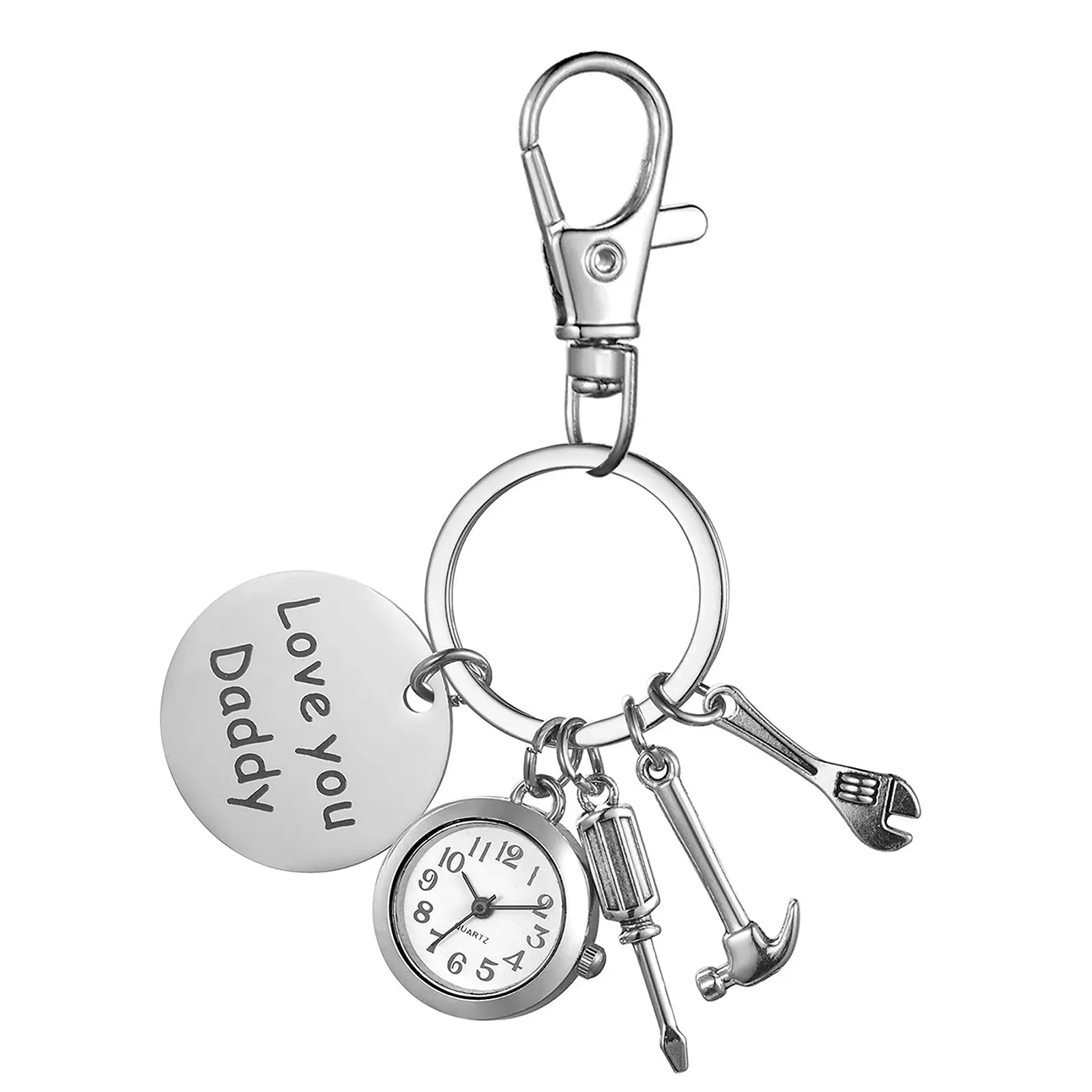 Кишеньковий годинник JewelryWe Чоловічий Брелок з гравіюванням 'Love You Daddy', фото №1