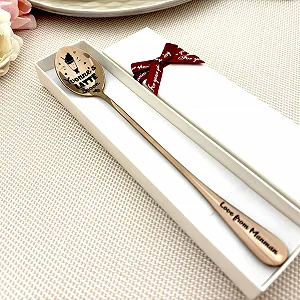 Ложка для латте Персонализированная, Нержавеющая сталь, с гравировкой имени и дизайна капучино synthetic.ua - Фото 1