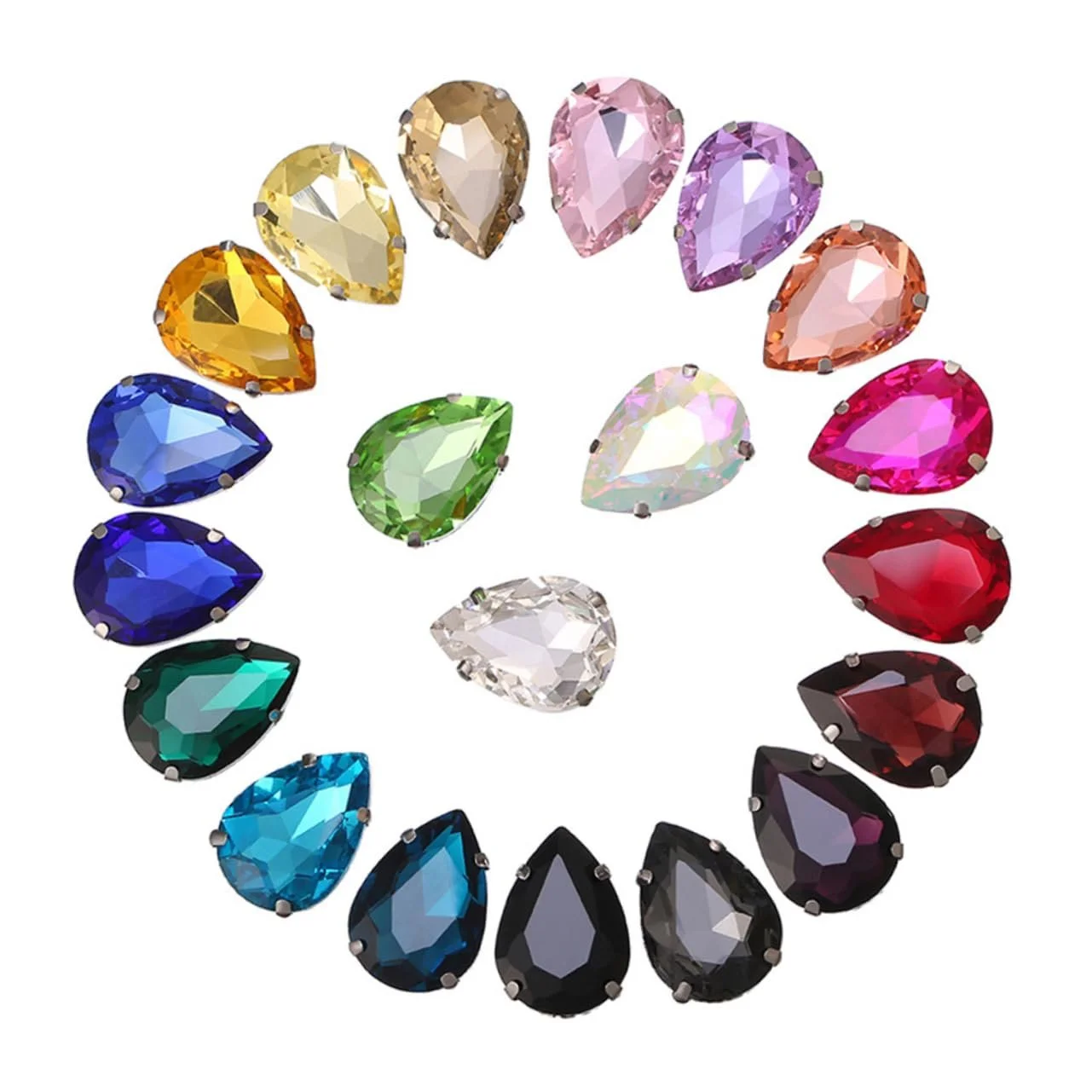 Стразы Стеклянные Lurrose 100 шт. Каплевидной формы Смешанные цвета, фото №8