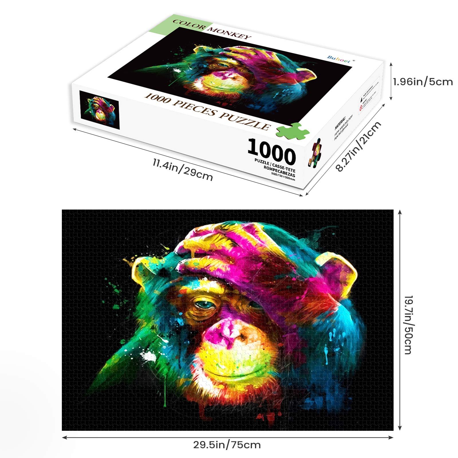 Пазл 1000 деталей Monkey Animal Abstract DIY, фото №3 Пазл 1000 деталей Monkey Animal Abstract DIY, фото №3