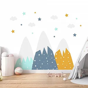 Наклейка на стену Горы #54 3 горы, 11 облаков, 65 звезд synthetic.ua - Фото 1
