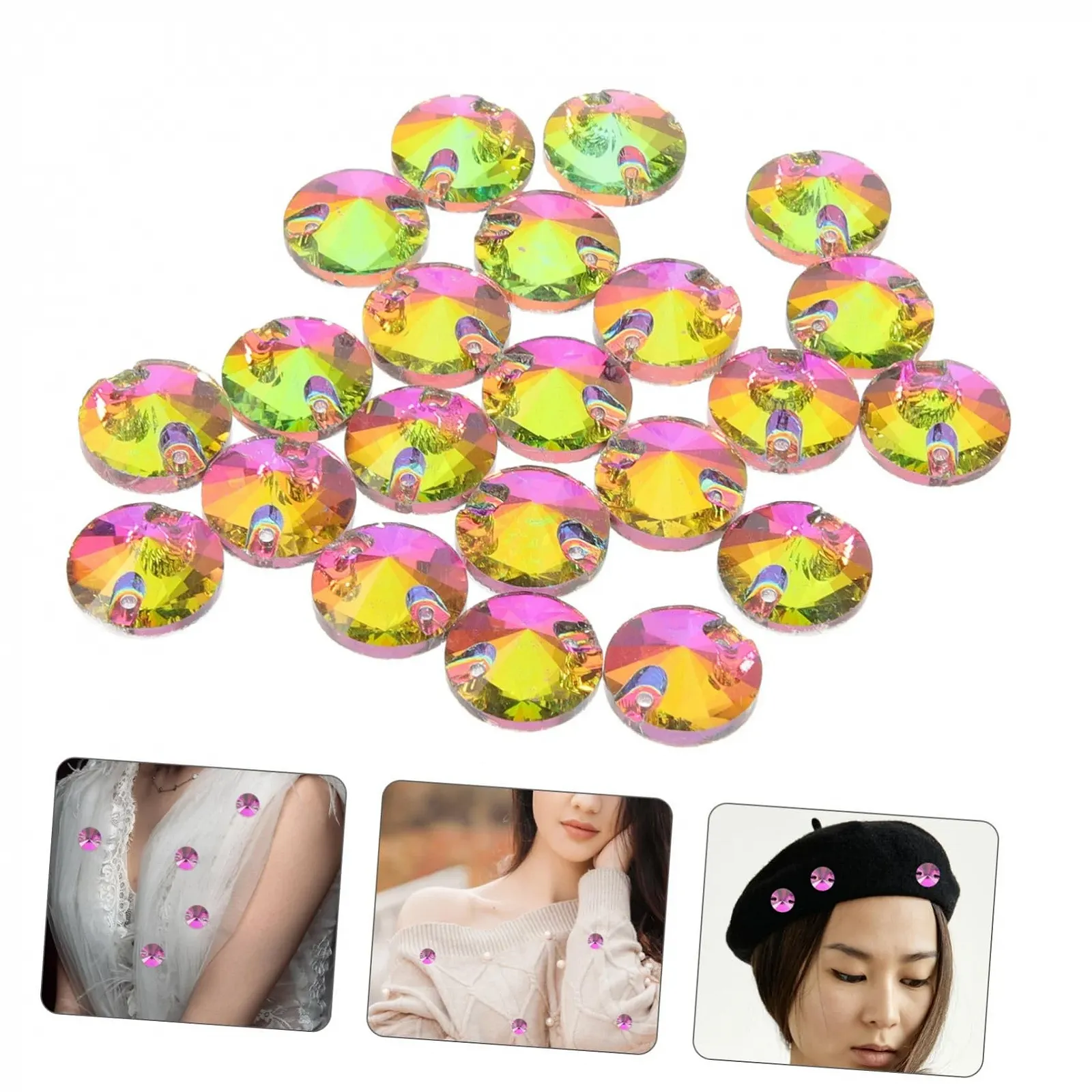Стразы Lurrose 48 шт. для пришивания, разноцветные стразы для свадебных платьев, одежды, сумок и поделок, плоская задняя часть, блестящие декоративные аксессуары, фото №9